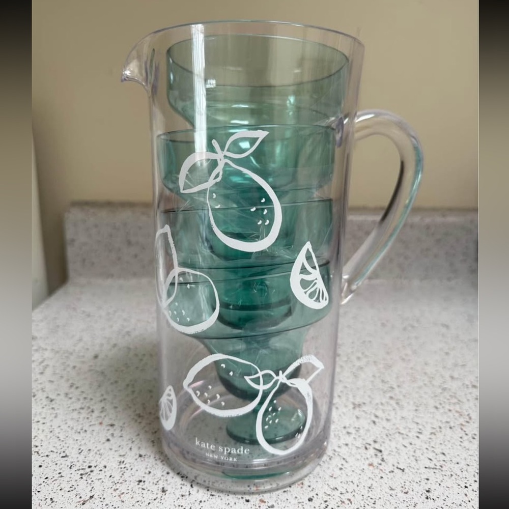 Kate Spade Beverage Pitcher with Glasses